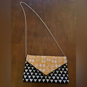 Elegant Black and Gold Beaded Clutch